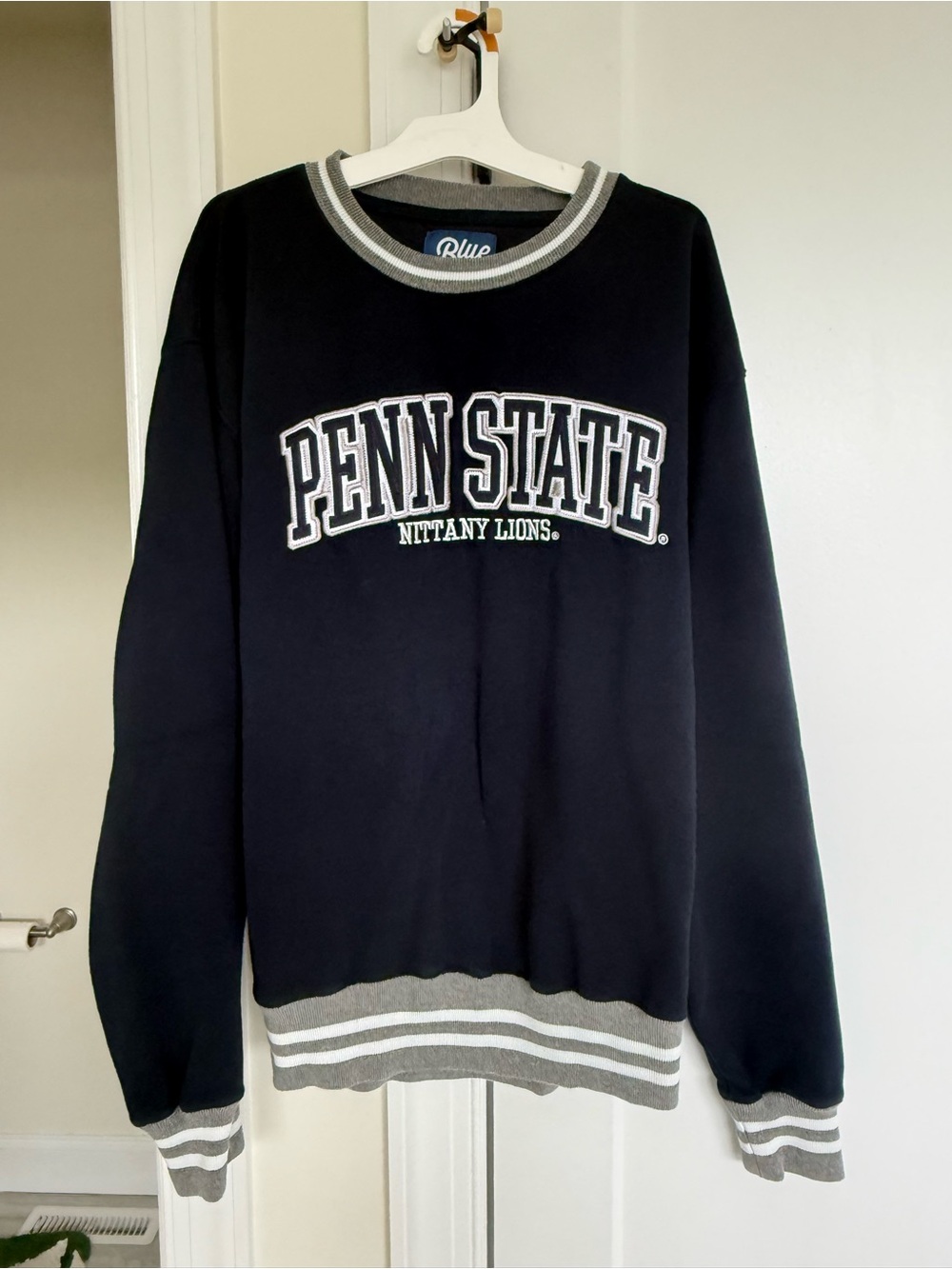 Blue 84 Penn State Navy Crewneck with Gray-White Trim